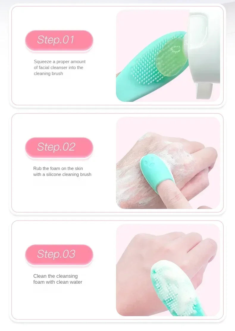 Silicone Nose Brush Facial Pore Cleaner Portable Blackhead Double-sided Massage Brushes Beauty Cleaning Tool Facial Nasal Scrub