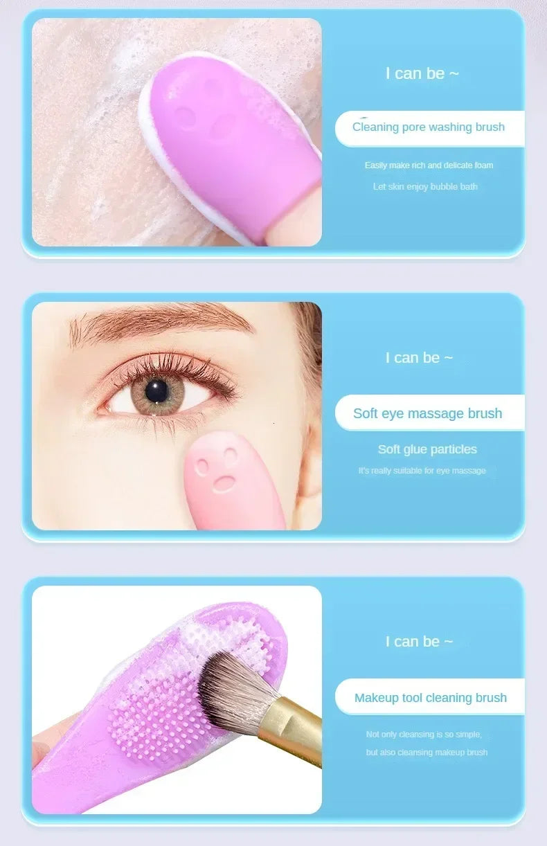 Silicone Nose Brush Facial Pore Cleaner Portable Blackhead Double-sided Massage Brushes Beauty Cleaning Tool Facial Nasal Scrub