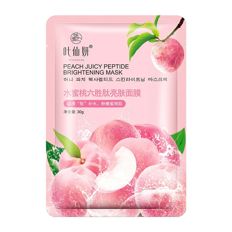 12 Pieces Blueberry Facial Masks Aloe Cucumber Peach Fresh Fruit Moisturizing Face Mask Sheets for Beauty Facial Skin Care