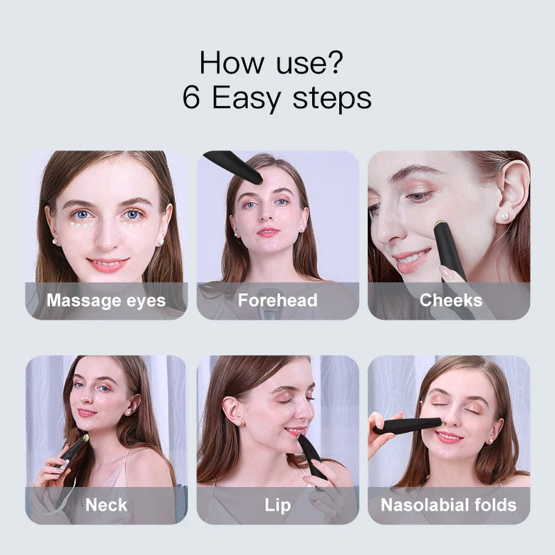 3 in 1 Eye Lift Wand Beauty Device Vibrating Red Light 98°F to 113°F LCD Display Eye Massager for Dry Eye Dark Circle Puffiness