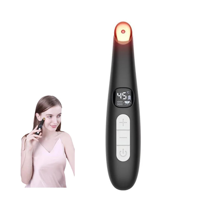 3 in 1 Eye Lift Wand Beauty Device Vibrating Red Light 98°F to 113°F LCD Display Eye Massager for Dry Eye Dark Circle Puffiness