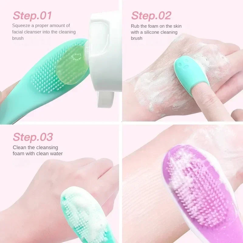 Silicone Nose Brush Facial Pore Cleaner Portable Blackhead Double-sided Massage Brushes Beauty Cleaning Tool Facial Nasal Scrub