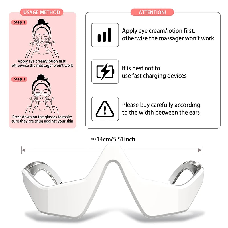 3D Red Light EMS Eye Massager Eyecare Glasses Dark Circles Puffiness Wrinkles Reduction Eye Fatigue Relaxing Beauty Care Device