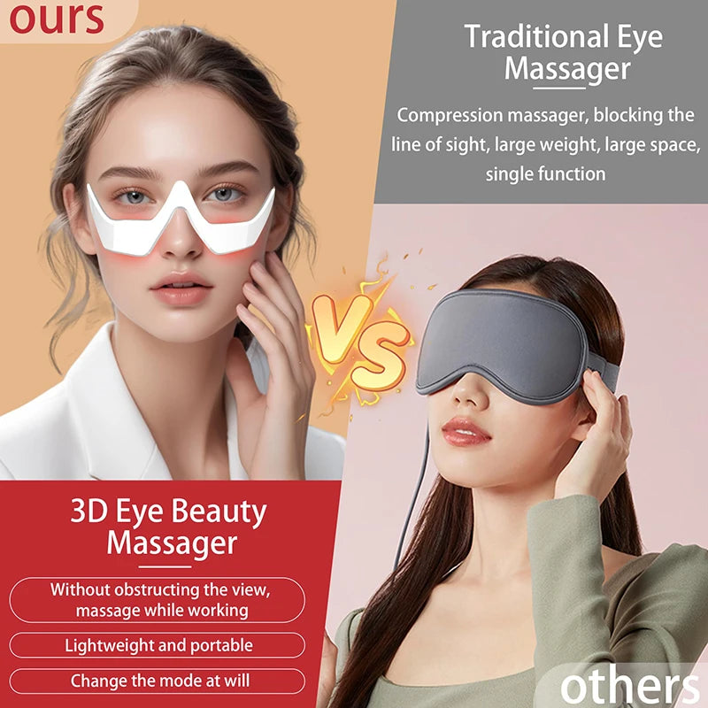 3D Red Light EMS Eye Massager Eyecare Glasses Dark Circles Puffiness Wrinkles Reduction Eye Fatigue Relaxing Beauty Care Device