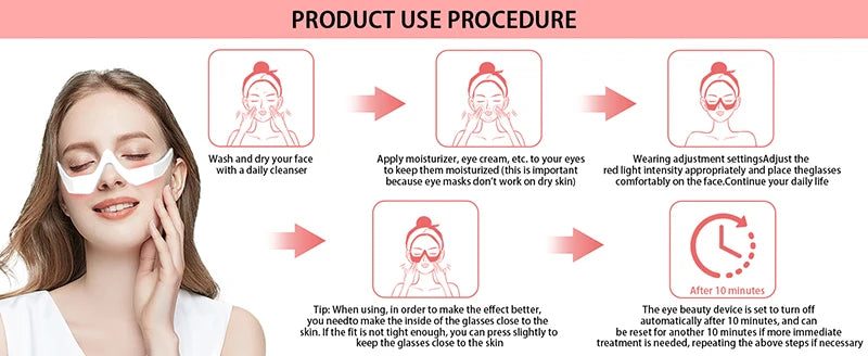 3D Red Light EMS Eye Massager Eyecare Glasses Dark Circles Puffiness Wrinkles Reduction Eye Fatigue Relaxing Beauty Care Device